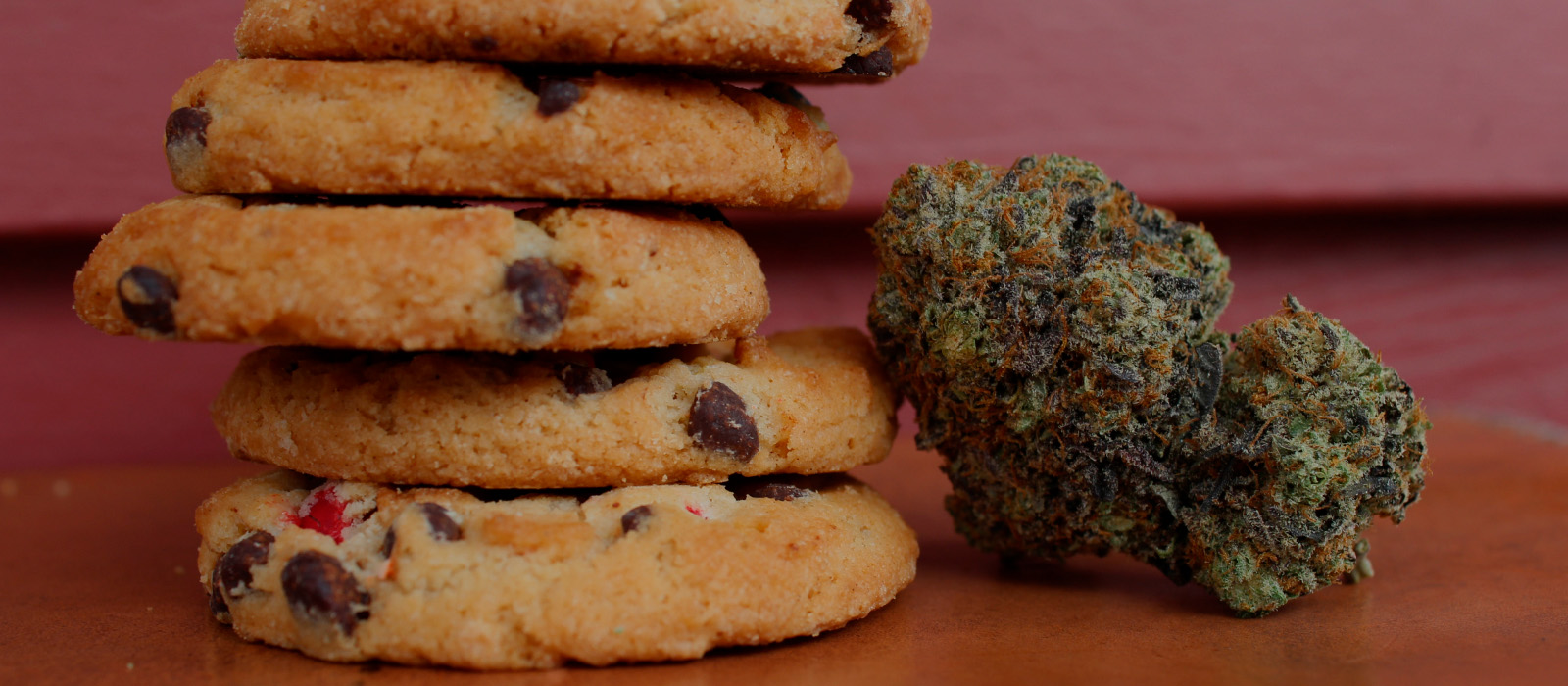 Photo of yummy edibles with copy over top.